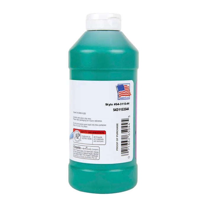Crayola Artista II Washable Tempera Paint, 1 Pint Bottle, Green