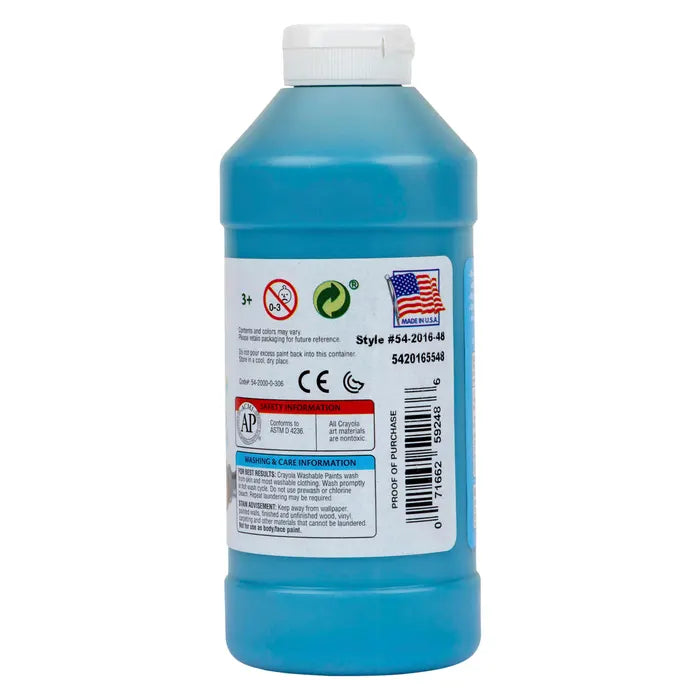 Crayola Washable Paint, 1 Pint Bottle, Turquoise