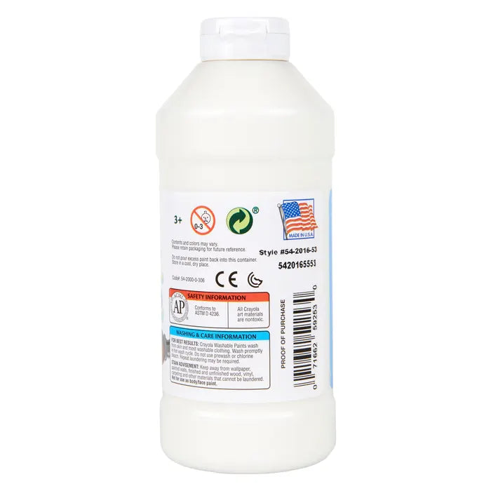 Crayola Washable Paint, 1 Pint Bottle, White