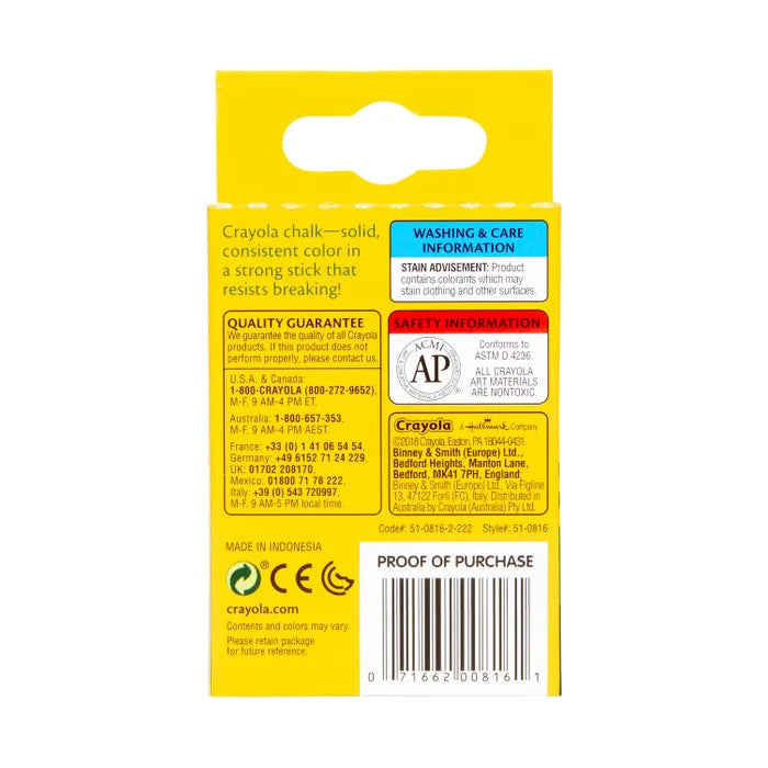 Crayola Children's Chalk, Assorted Colors, Pack of 12