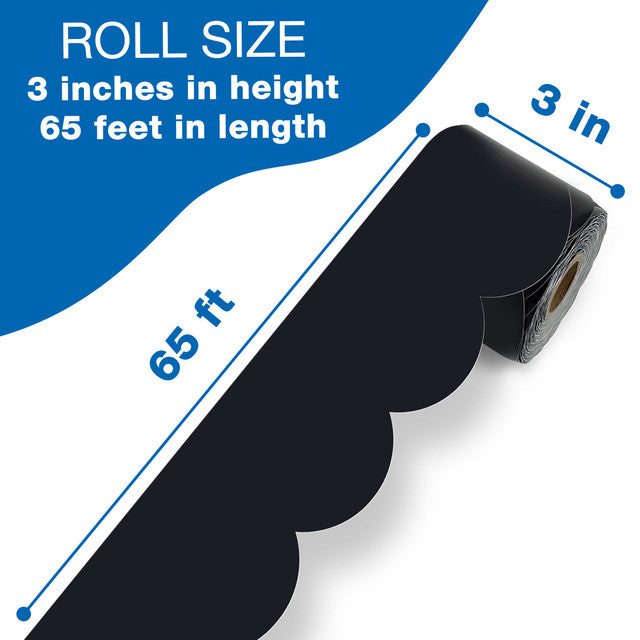 65' Black Rolled Modern Scalloped Bulletin Board Borders