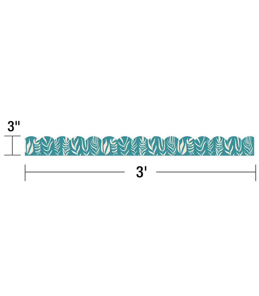 Teal with Leaves Scalloped Bulletin Board Border