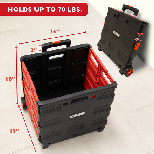 Red Folding Cart on Wheels, 16 x 18 x 15 in