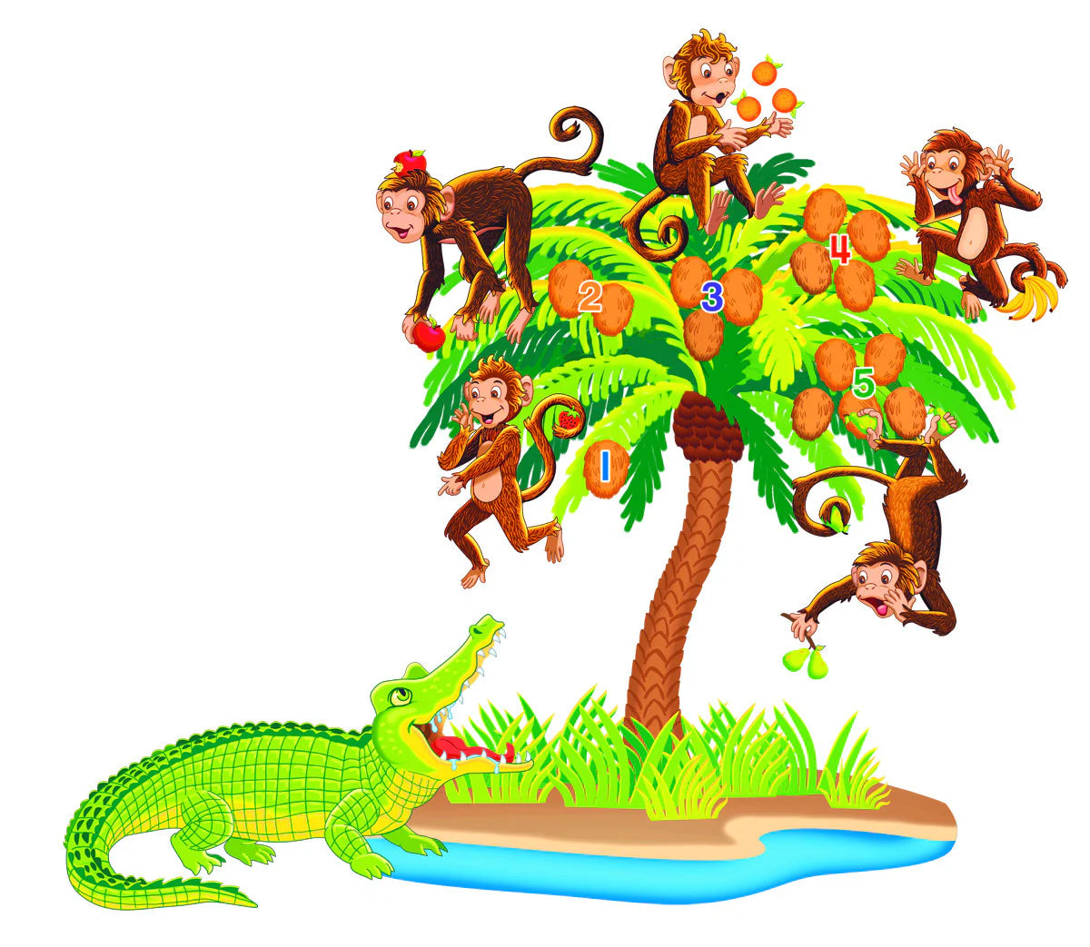 Five Monkeys Sitting in a Tree-Bilingual