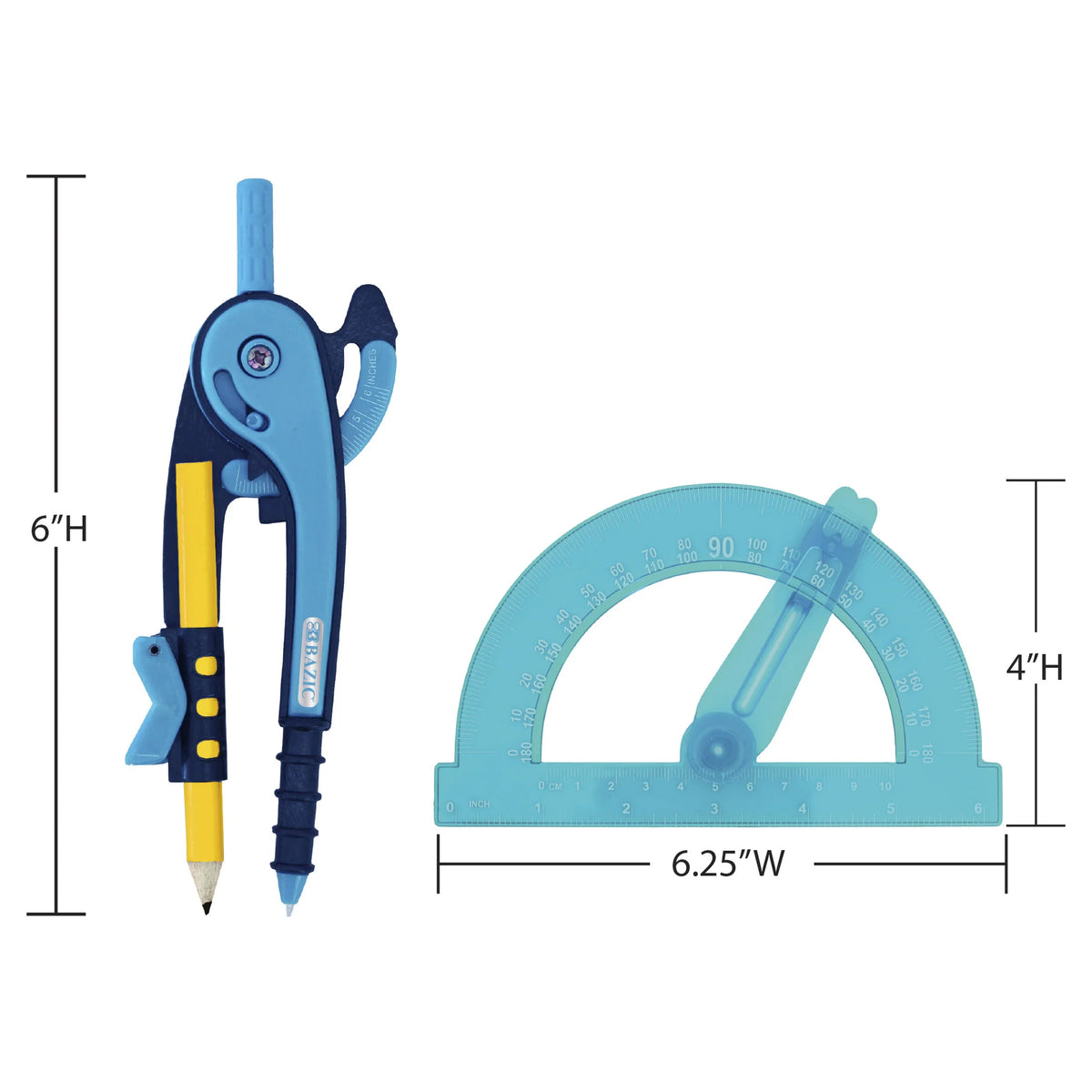 Scale-Arm Compass with #2 Pencil & 6 in Protractor - Assorted