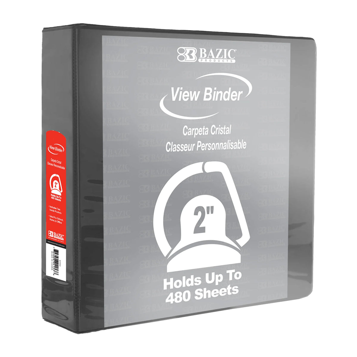 2" Black 3-Ring View Binder, Slant-D Ring, 2 Pockets