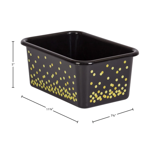 Small Plastic Storage Bin - Black Confetti