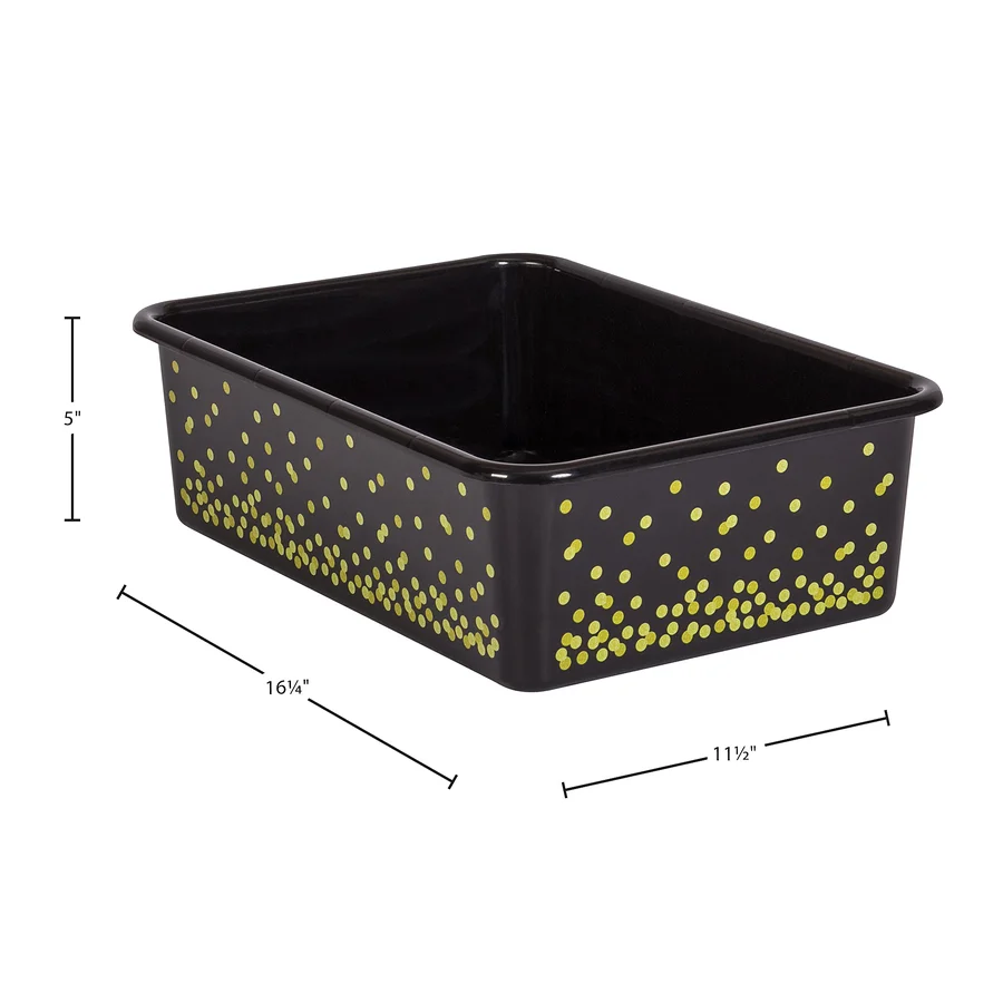 Large Plastic Storage Bin - Black Confetti