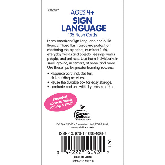 Sign Language Flash Cards Grade PK-8