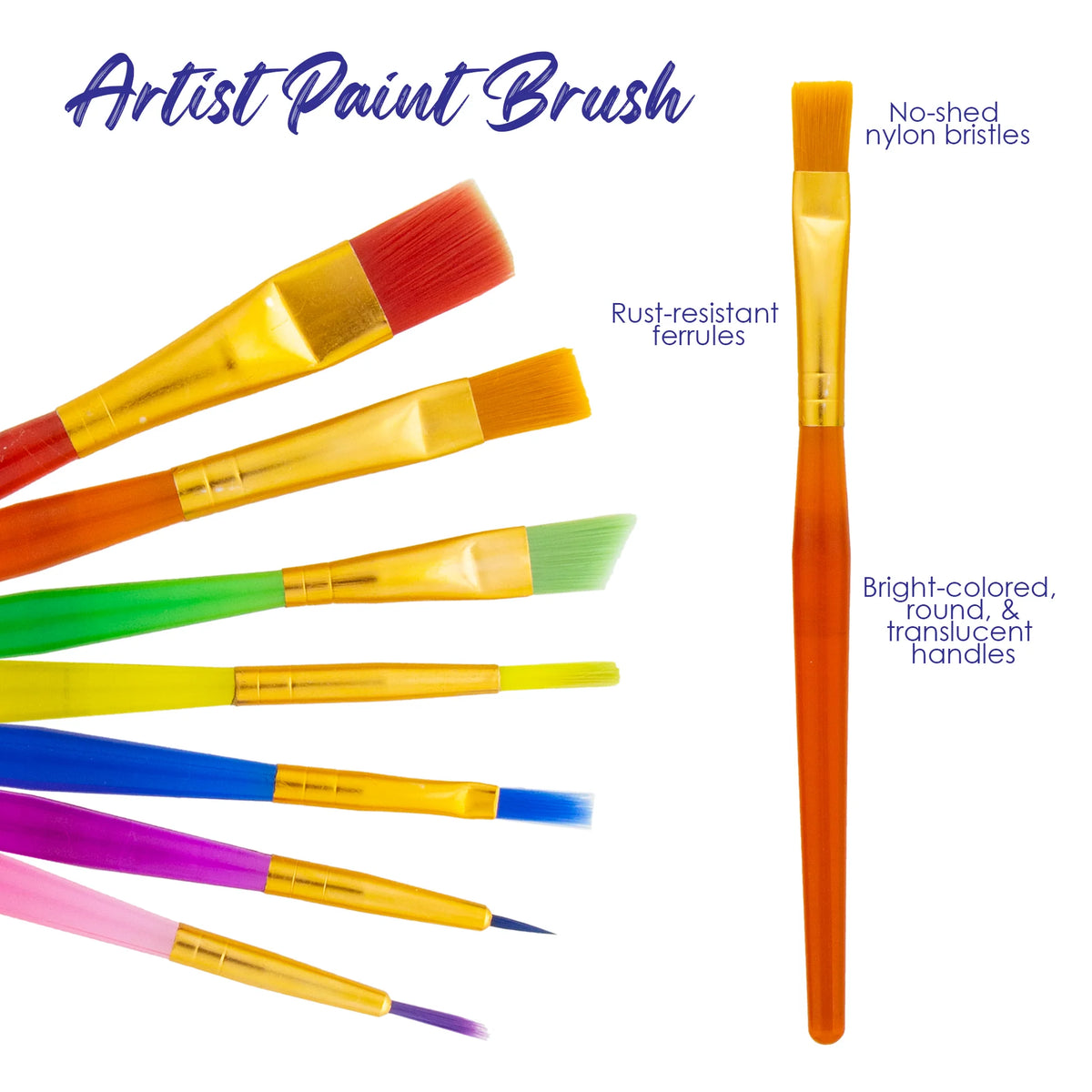 Translucent Handle Paint Brush Set - 7ct