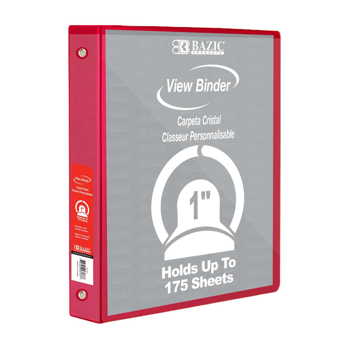 1 in Red 3-Ring View Binder, 2 Pockets