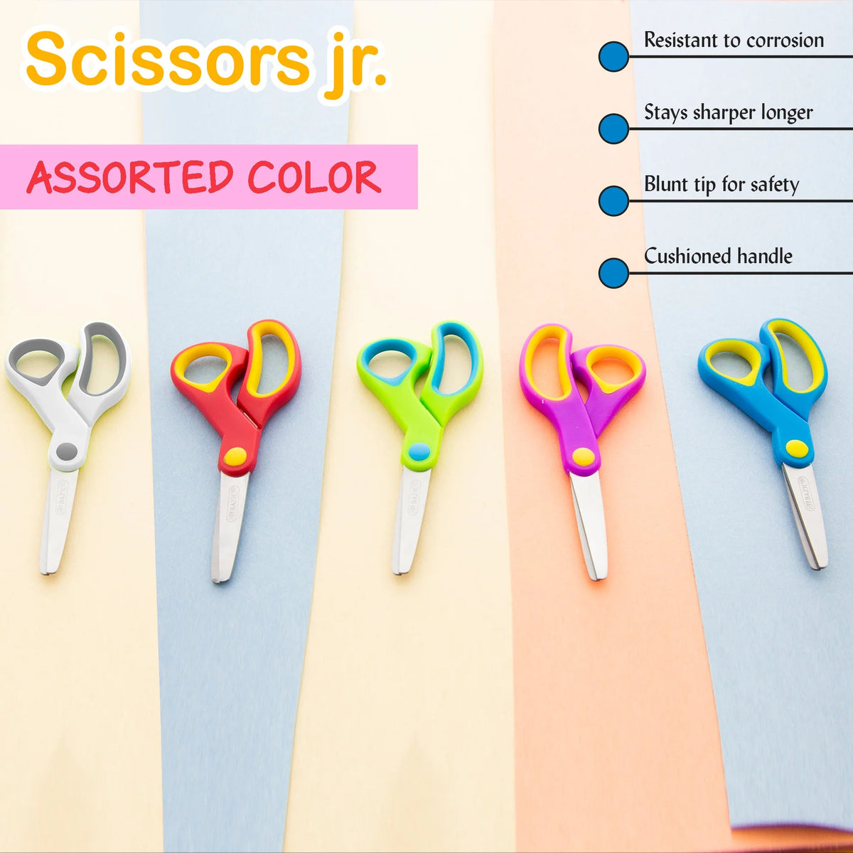 5 in Soft Grip Blunt Tip School Scissors - Assorted - Each