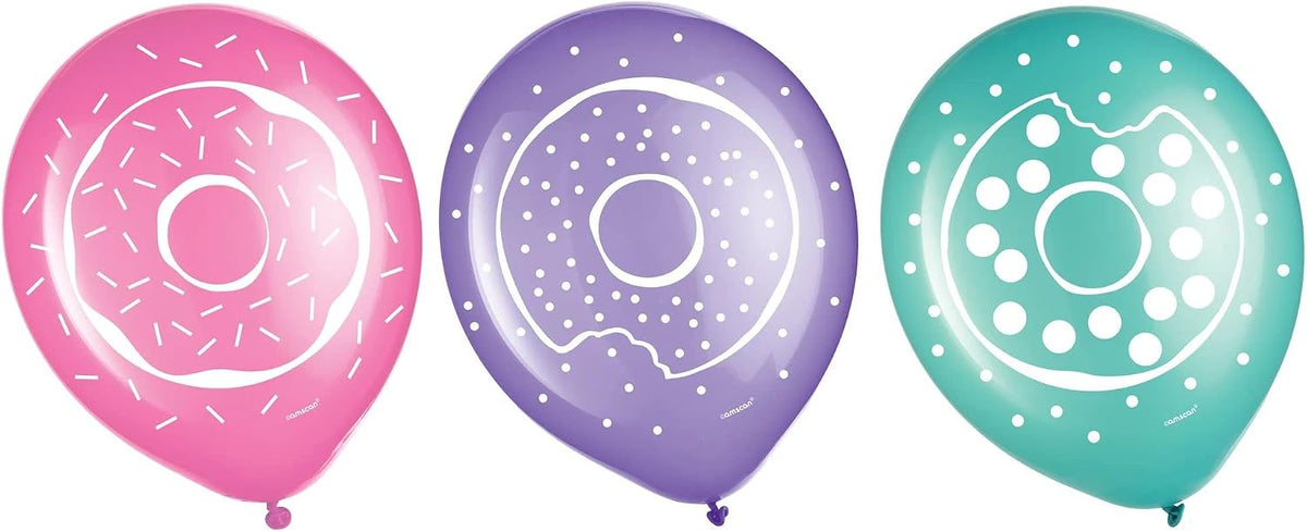 "Donut Party" Assorted Color Latex Balloons, 12"