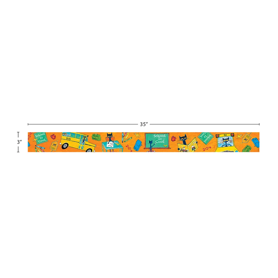 Pete the Cat School is Cool Straight Border