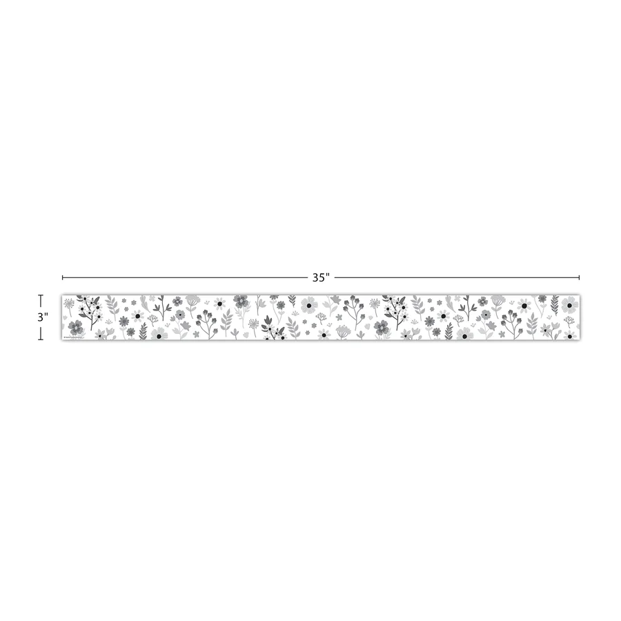 Black and White Floral Straight Border