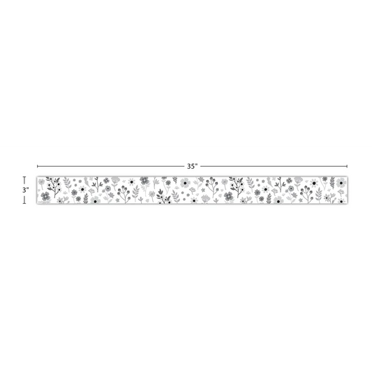 Black and White Floral Straight Border