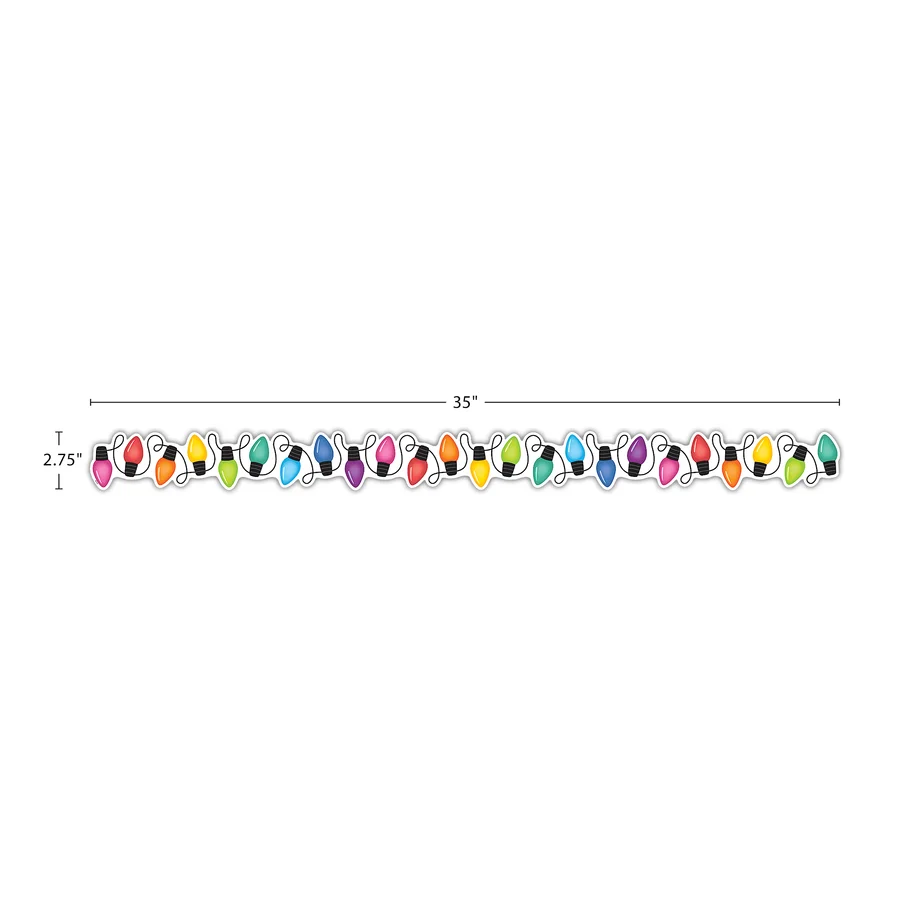 Colorful Holiday Lights Die-Cut Border