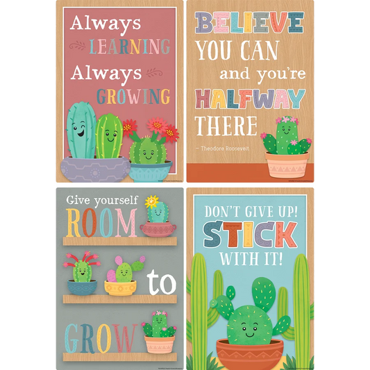 Happy Cactus Crew Positive Sayings Small Poster Pack