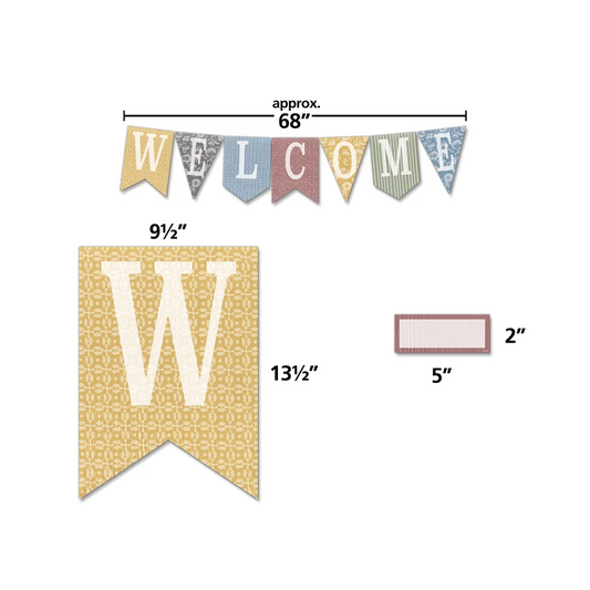 Classroom Cottage Pennants Welcome Bulletin Board