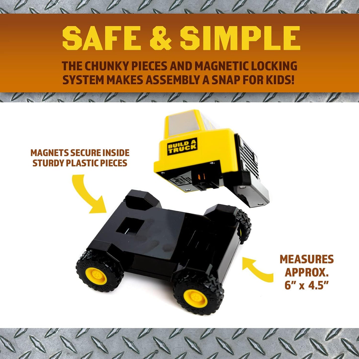 Magnetic Build-A-Truck Set, Construction Vehicle Toys