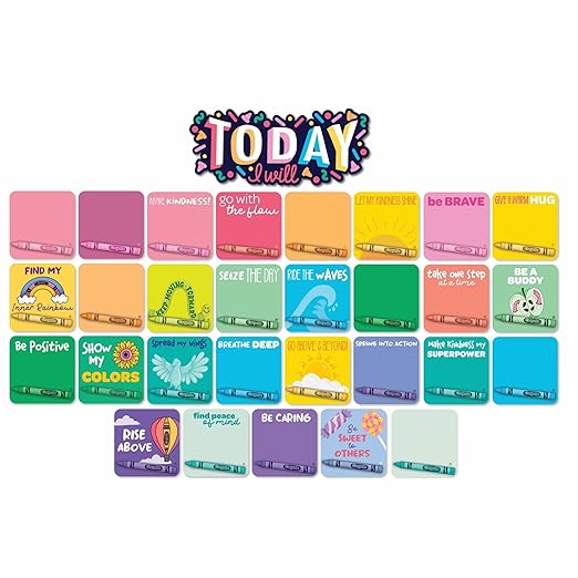 Eureka Crayola Colors of Kindness Today I Will Mini Bulletin Board