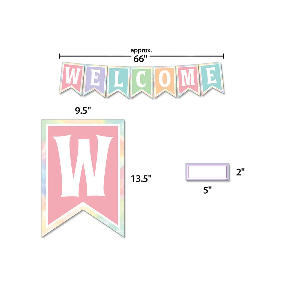 Pastel Pop Pennants Welcome Bulletin Board