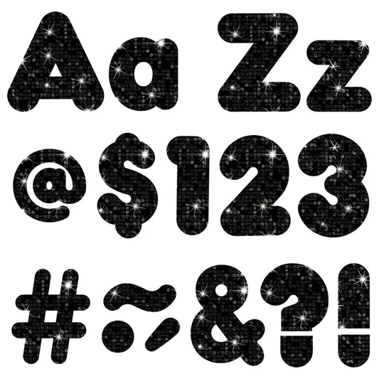 Black Sparkle Casual Uppercase/Lowercase Combo Pack Ready Letters®