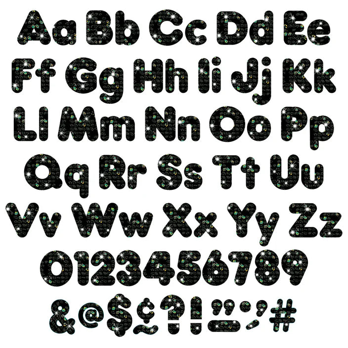 Black Sparkle Casual Uppercase/Lowercase Combo Pack Ready Letters®