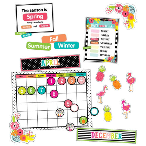 Simply Stylish Tropical Pineapple Calendar Bulletin Board Set