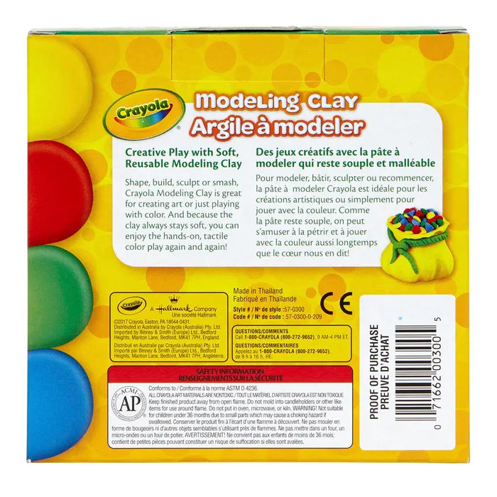 Crayola Modeling Clay, Assorted Primary Colors, Set of 4