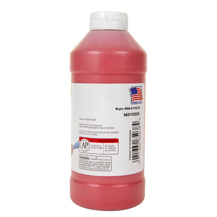 Crayola Artista II Washable Tempera Paint, 1 Pint Bottle, Red
