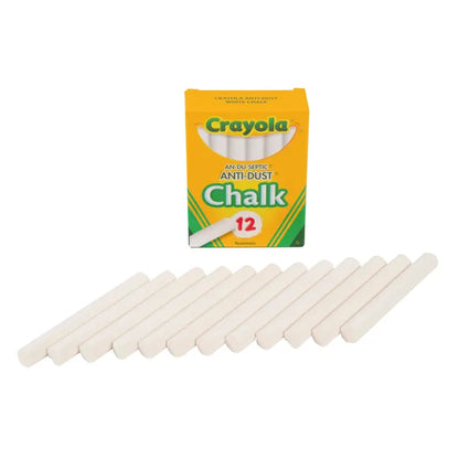 Crayola An-Du-Septic Anti-Dust Chalk, White, Pack of 12