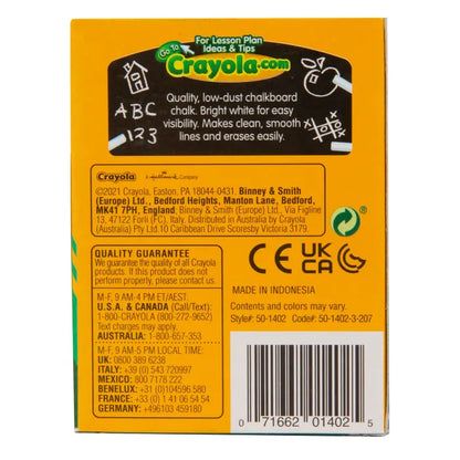 Crayola An-Du-Septic Anti-Dust Chalk, White, Pack of 12