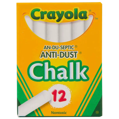 Crayola An-Du-Septic Anti-Dust Chalk, White, Pack of 12
