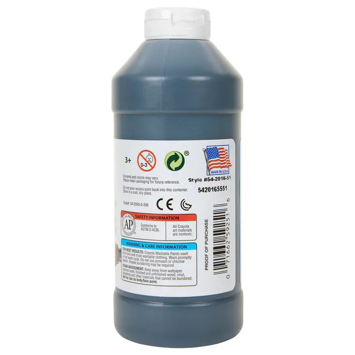 Crayola Washable Paint, 1 Pint Bottle, Black