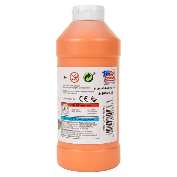Crayola Washable Paint, 1 Pint Bottle, Orange