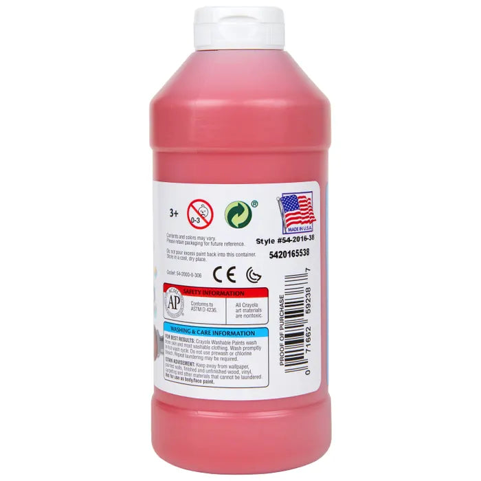 Crayola Washable Paint, 1 Pint Bottle, Red