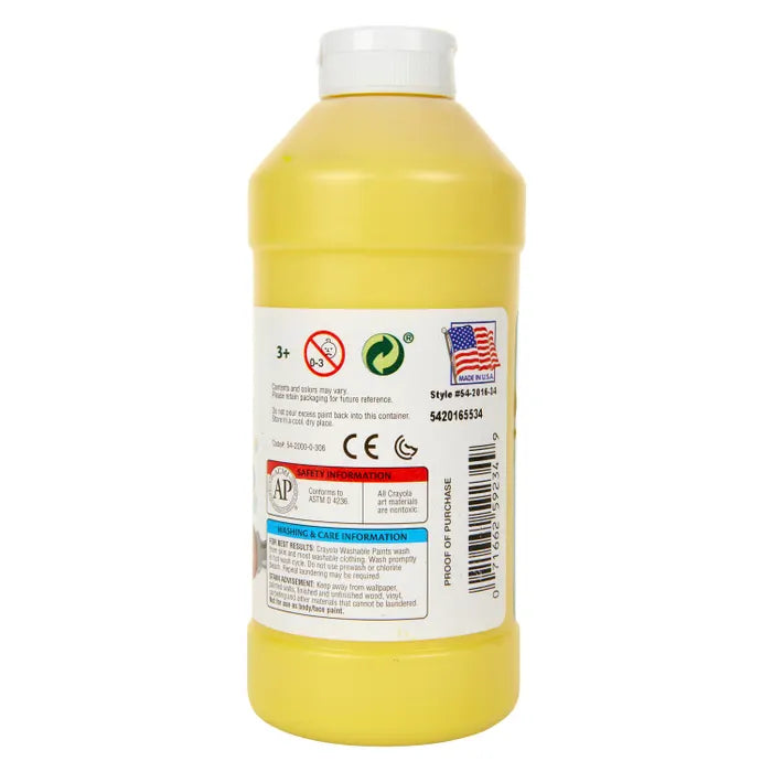 Crayola Washable Paint, 1 Pint Bottle, Yellow