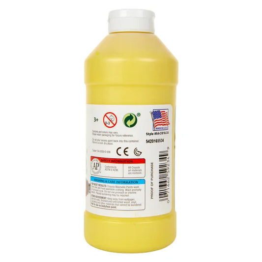 Crayola Washable Paint, 1 Pint Bottle, Yellow