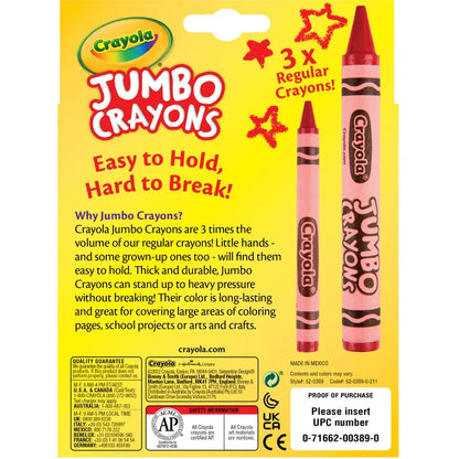 Crayola Jumbo Crayons, Assorted Colors, Set of 8