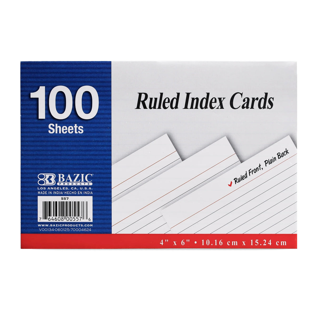 White Ruled Index Cards, 4 x 6 in