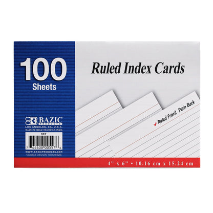 White Ruled Index Cards, 4 x 6 in