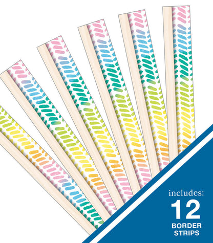 Watercolor Chevron Straight Bulletin Board Border