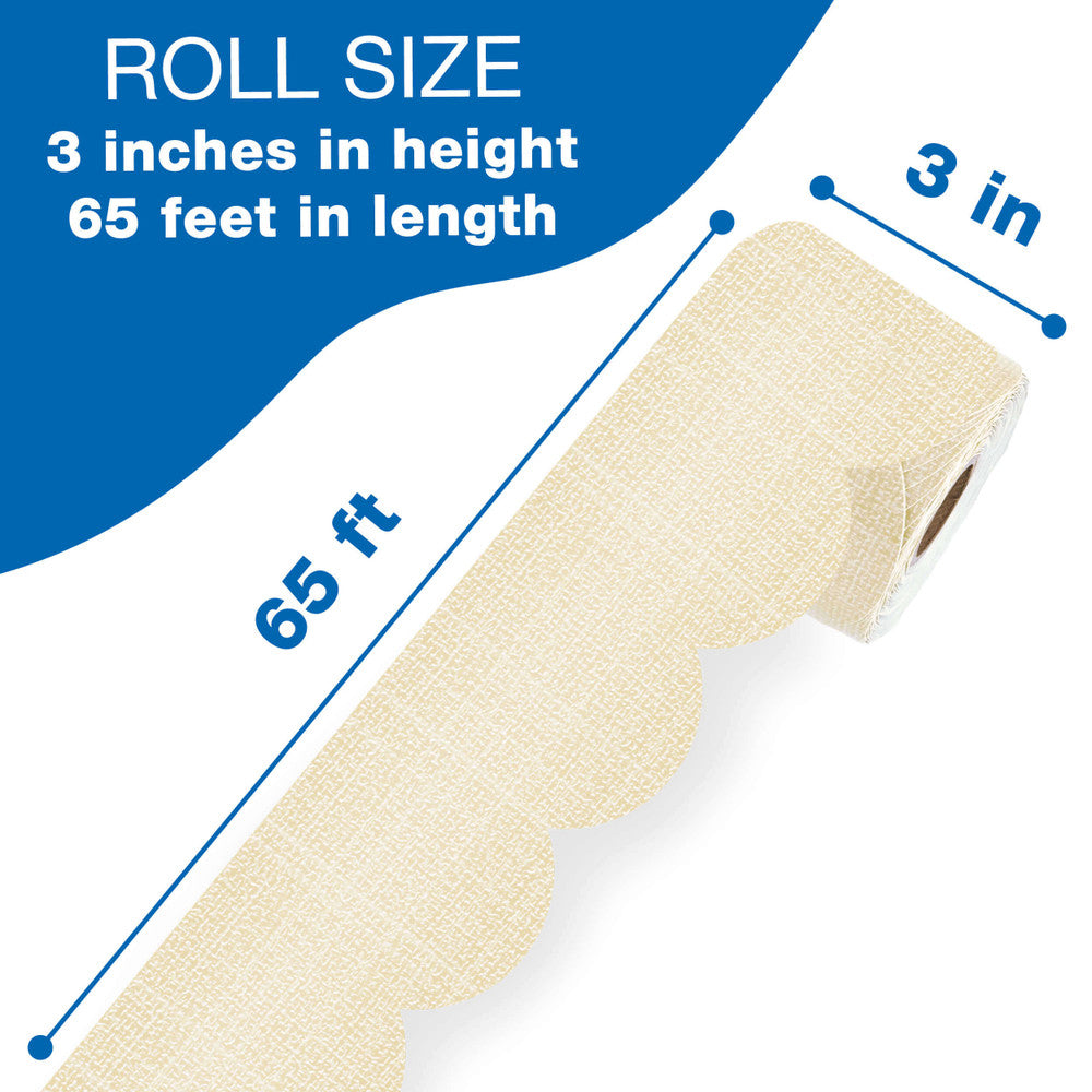 65' Linen Rolled Scalloped Bulletin Board Borders