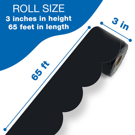 65' Black Rolled Modern Scalloped Bulletin Board Borders