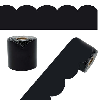 65' Black Rolled Modern Scalloped Bulletin Board Borders