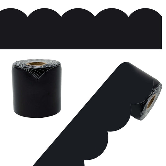 65' Black Rolled Modern Scalloped Bulletin Board Borders