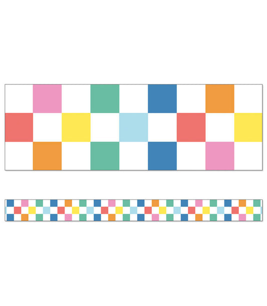 Checkered Rainbow Straight Bulletin Board Borders