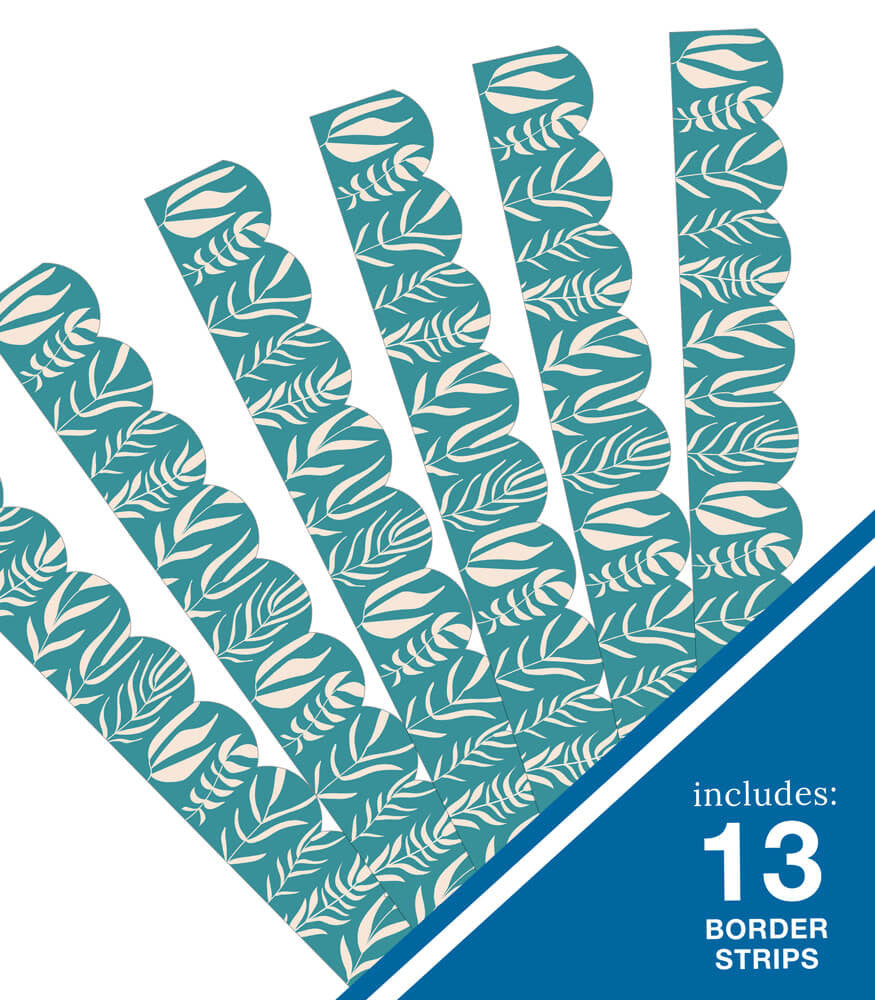 Teal with Leaves Scalloped Bulletin Board Border