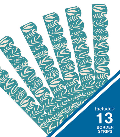 Teal with Leaves Scalloped Bulletin Board Border